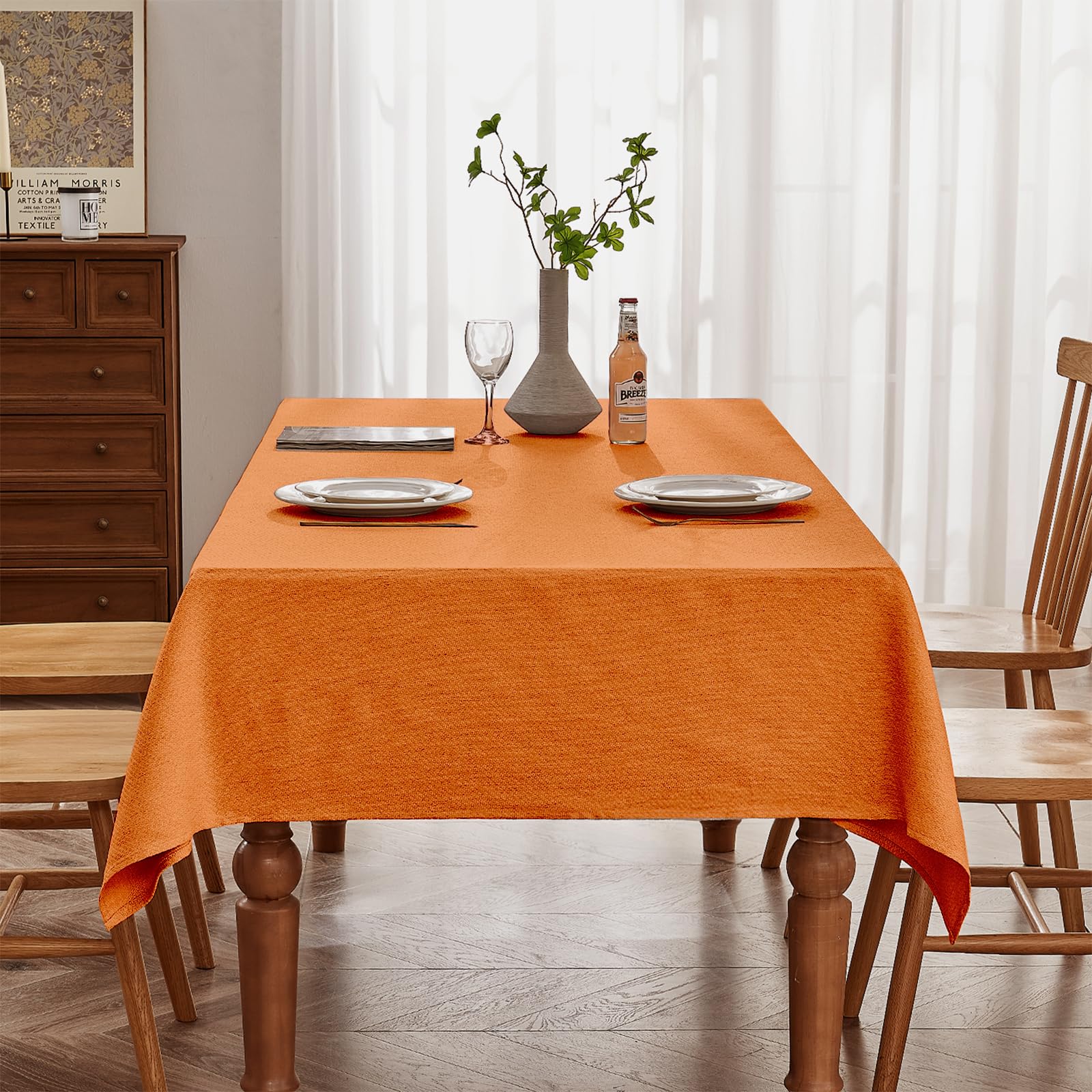 BALCONY & FALCON Table Cloth – Jacquard Rectangular, Waterproof, Wipe Clean & Machine Washable Table Cover for Dining, Kitchen, Party, Autumn, Harvest, Halloween & Outdoor Use (Pumpkin, 140x240cm) — image 1