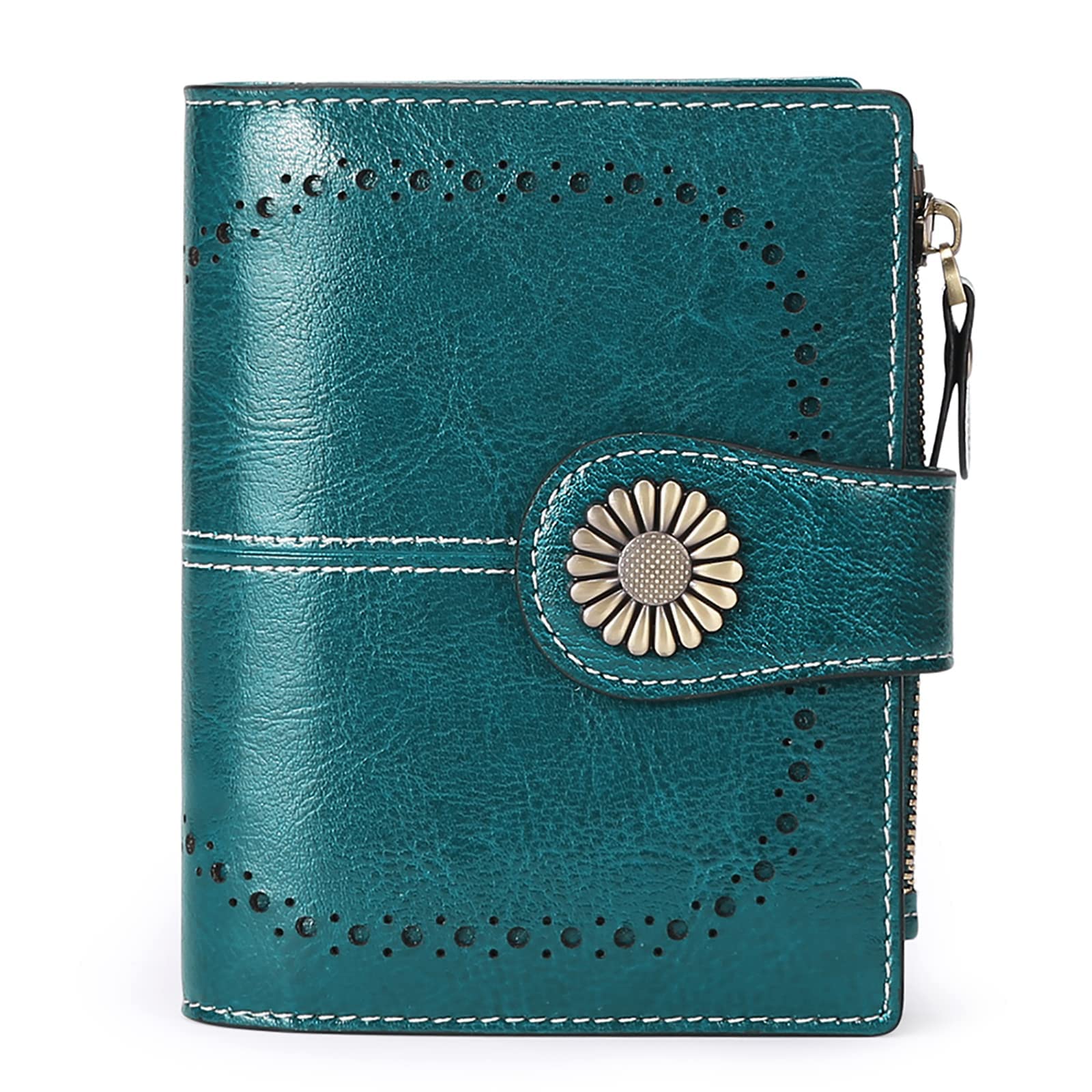 SENDEFN Bifold Purse Card Holder Wallet Genuine Leather RFID Blocking Wallet for Women with 16 Card Slots