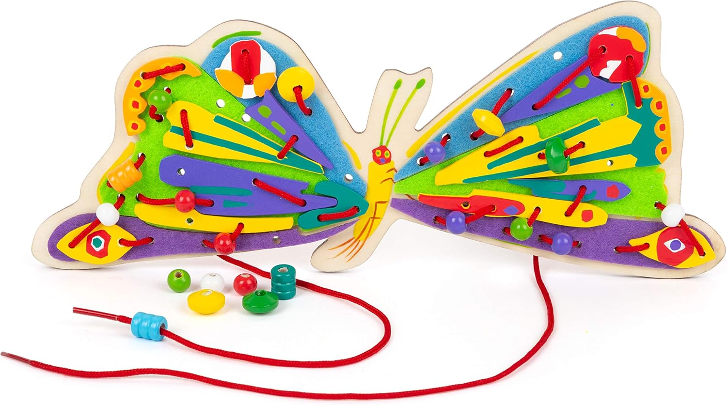 small foot 11432 Wooden Threading Game “Hungry Caterpillar” Promotes
