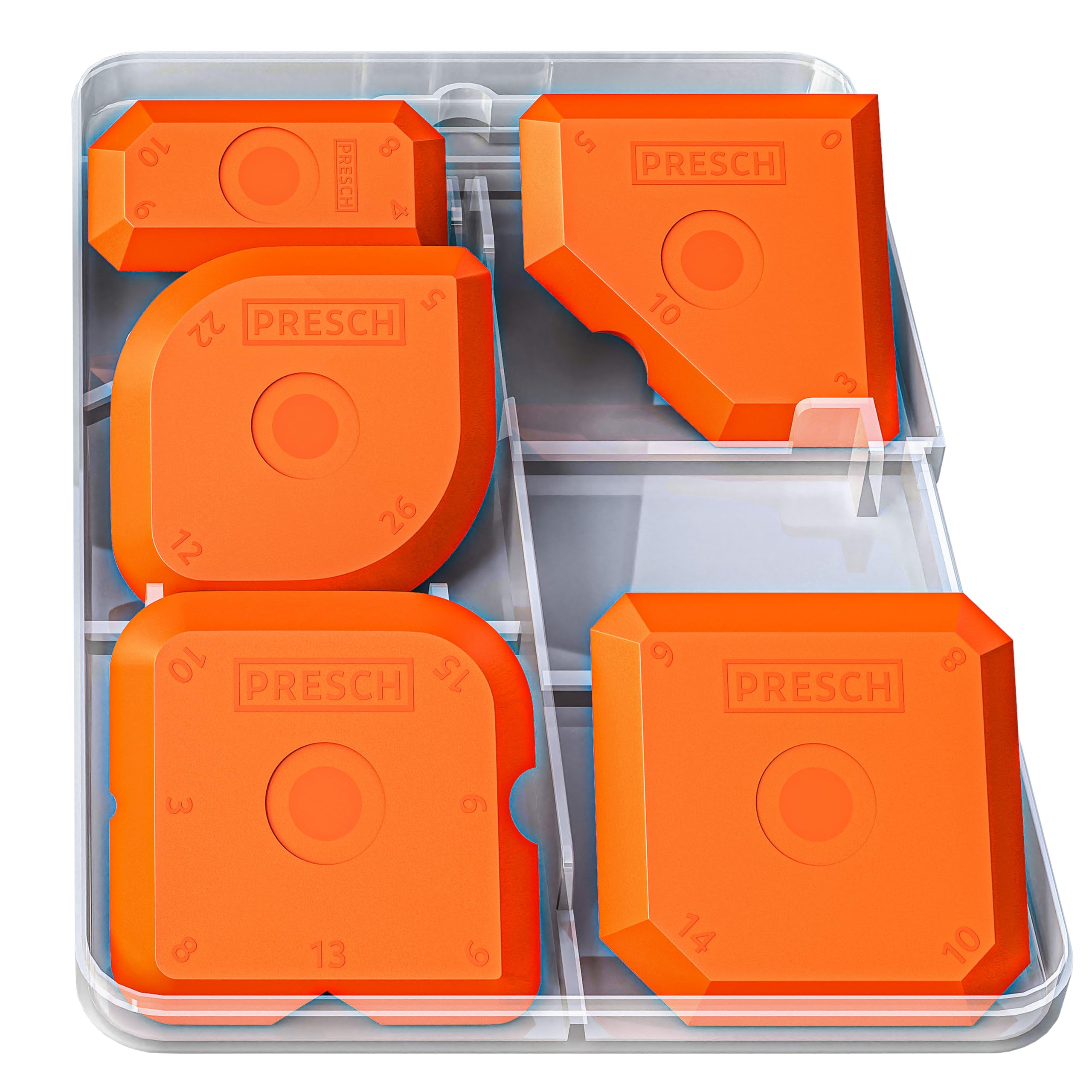 Presch Sealant Finishing Tool Set 5pcs. - Perfect Joints Thanks to Very Straight Edges - Special knobs for Easy Picking up - Ideal for sealants Like Acrylic and Silicone - Grout Sealer with Box