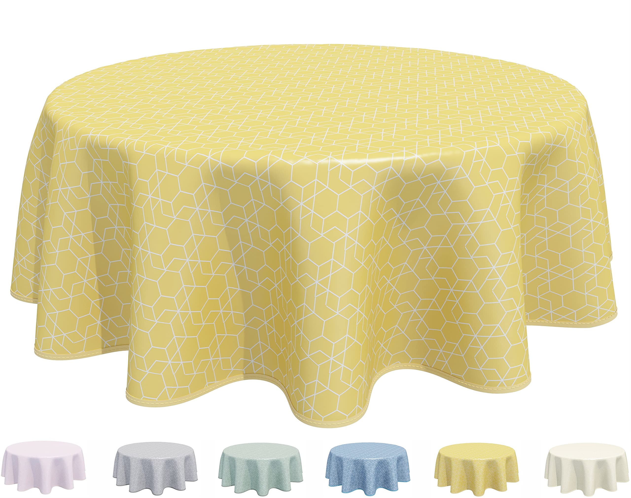 Home Direct Round Oilcloth PVC Wipe Clean Tablecloth 160cm 62" Yellow