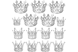 Ayfjovs 15 Pieces 3 Size Crown Cake Topper Mini Crown Tiny Crown for Cake Topper Mini Baby Crown Tiny Queen Crowns for Flower Arrangements Women Lady Girl Wedding Baby Shower Birthday Party(Silver)