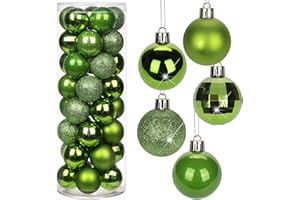 1.57" Green Christmas Balls Ornaments 40 Pcs Shatterproof Christmas Ornaments Set Small Light Green Ornaments for Christmas T