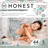 The Honest Company Comfort Dry Disposable Diapers, Plant-Based Sustainable, Winter '24 Seasonal Prints, Club Box, Size 5 (27 lbs), 44 Count