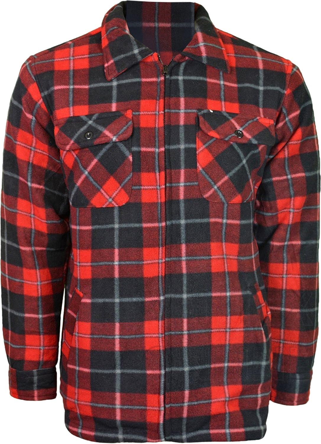 Mens Padded Shirt Polar Fleece Lined Thick Work Shirts Winter Warm