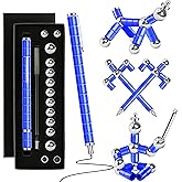 Gifts for Teens Adults Men - Blue Fidget Pen for Teenage Boys Girls - Cool Pens Novelty Christmas Stocking Stuffers Gadget for Him for Dad - Office Supplies for Men and Women