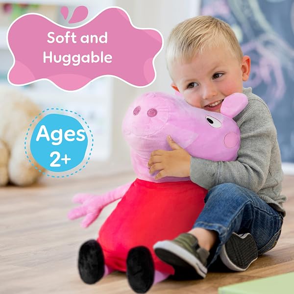 KIDS PREFERRED PEPPA PIG PLUSH, SUPER SOFT STUFFED ANIMAL, EMBROIDERED DETAILS, FOR TODDLER BOYS & GIRLS – 25 INCH SIZE