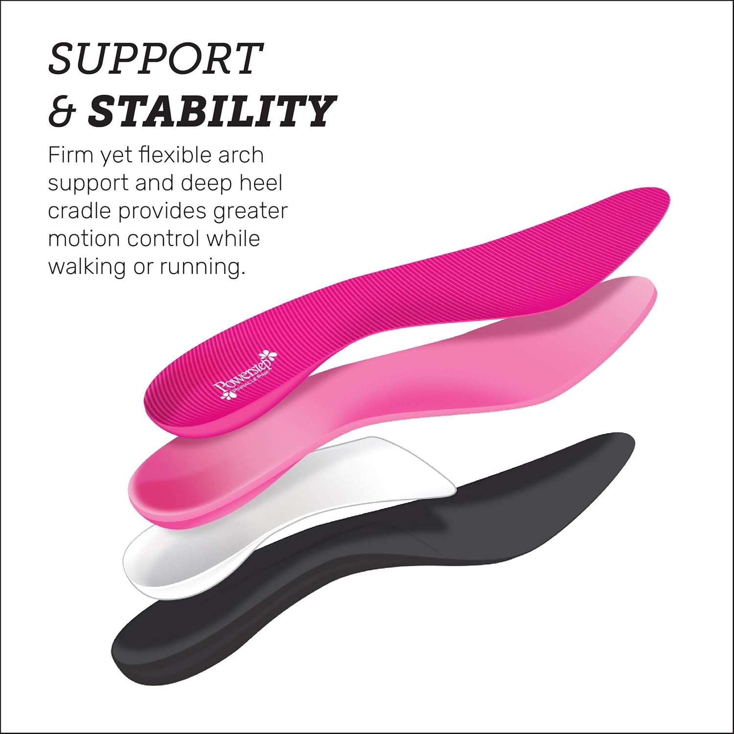 Arch Support Shoe Orthotic Inserts for Women, Pinnacle by Powerstep, Pink, Max Cushion: Shoes