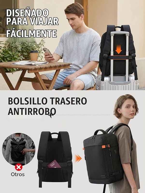 Mochila 40x30x20 para Ryanair expande para 40x30x25