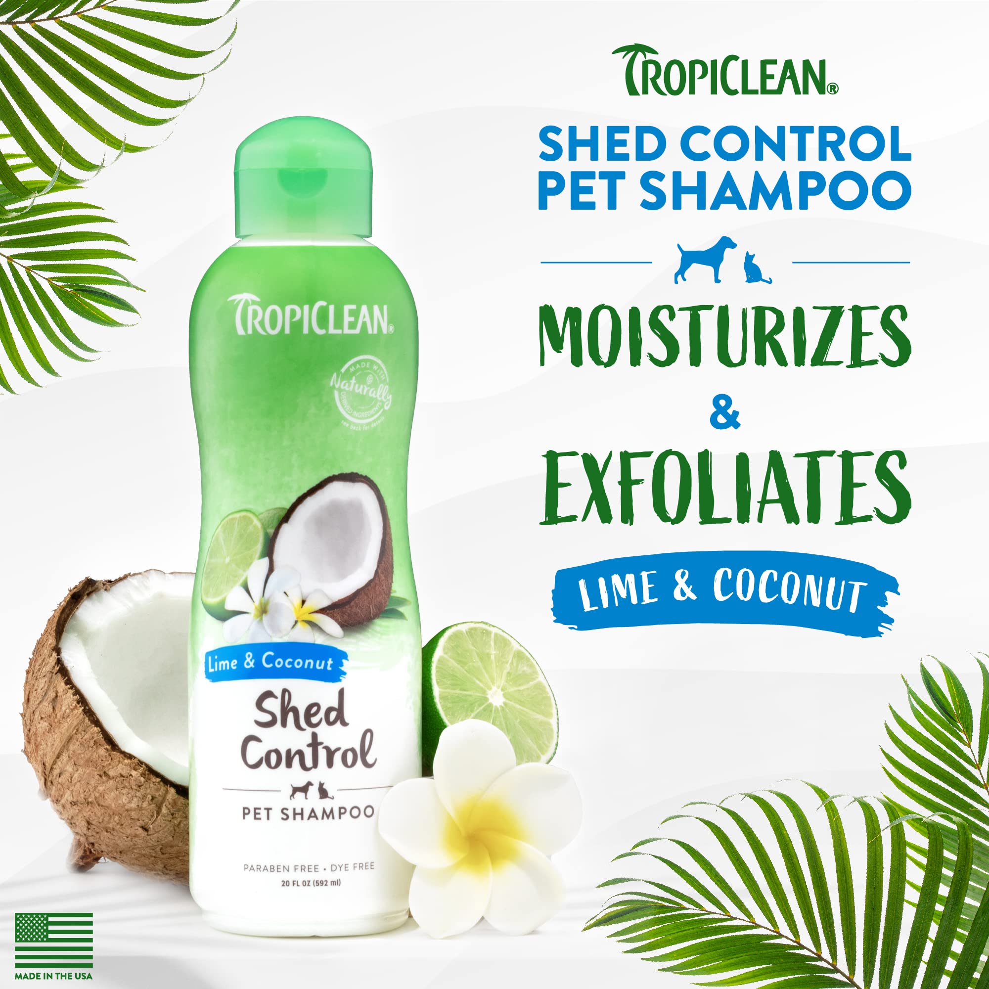 TropiClean Lime & Coconut Deshedding Dog Shampoo for Shedding Control
