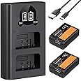 K&F Concept EN-EL25 Battery 1600mAh 2-Pack EN-EL25A Battery and Dual LCD Battery Charger for Nikon Z50, Z30, Z FC Camera MH-32 Battery Charger