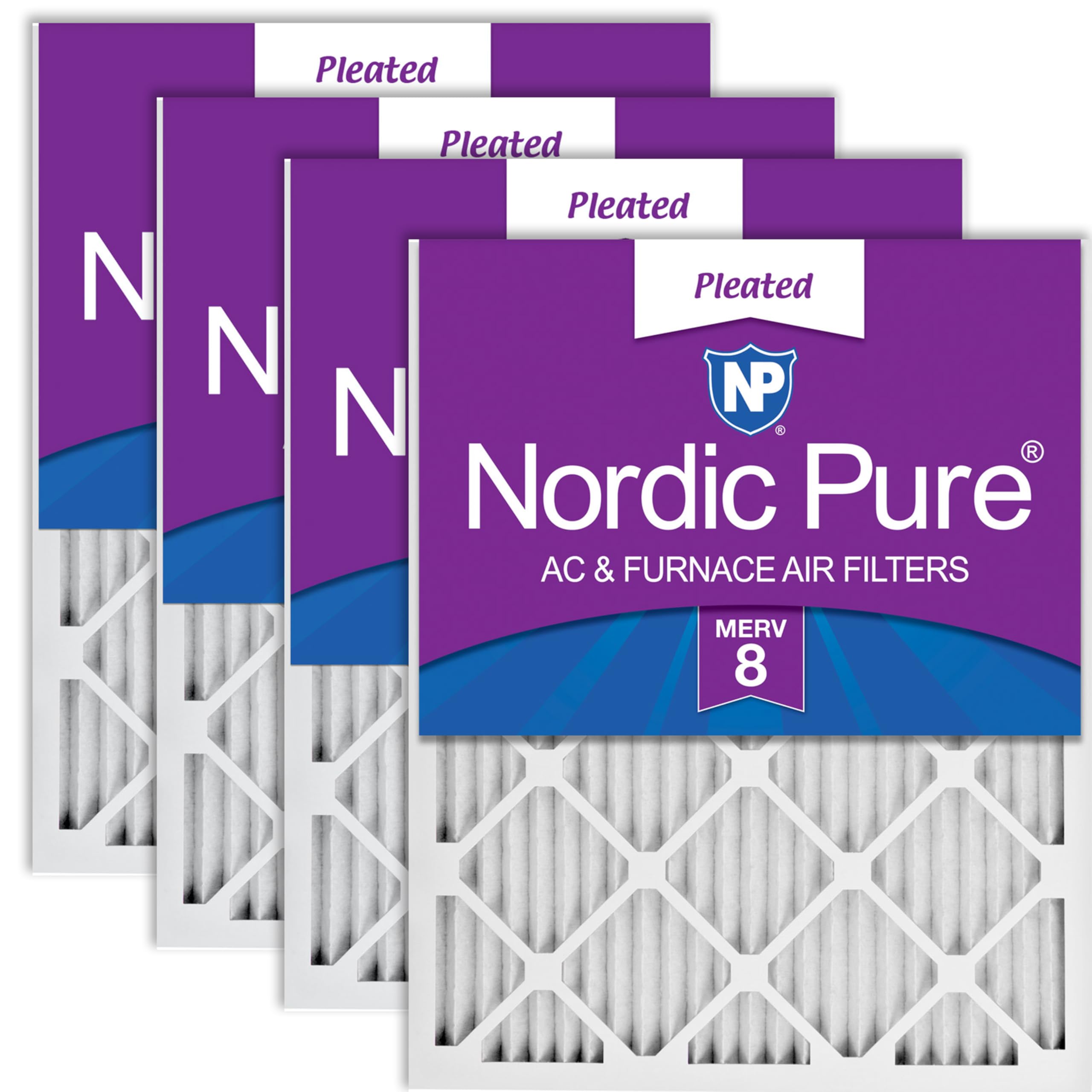 Photo 1 of (MINOR DENTS) Nordic Pure 16x25x1 (Actual Size: 15 1/2 x 24 1/2 x 3/4) Pleated MERV 8 Air Filters 4 Pack