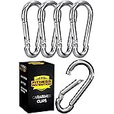 Carabiner Clip 5 Pack - Multipurpose Heavy Duty Snap Hooks - Small and Large Clips for Keys - Carribeaner Hook