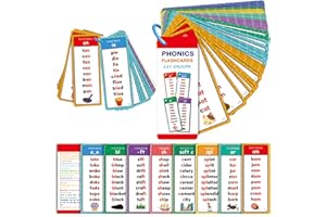 Learn to Read Phonics Flash Cards - 60 Double-Sided Cards with Alphabet, Sight Words, Colors & Animals