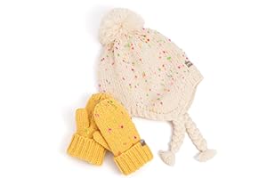 PEPPERCORN KIDS Girls Warm Knit Earflap Hat, Fleece Lined Cold-Weather Essential for Kids 1-12 Years, Unique Colorful Design, Premium Quality
