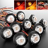 BJZ 3/4" Round Trailer Marker LED Lights Red to Amber Dual Color Side Clearance Tail Brake Stop Turn Signal Bullet Light 12V 