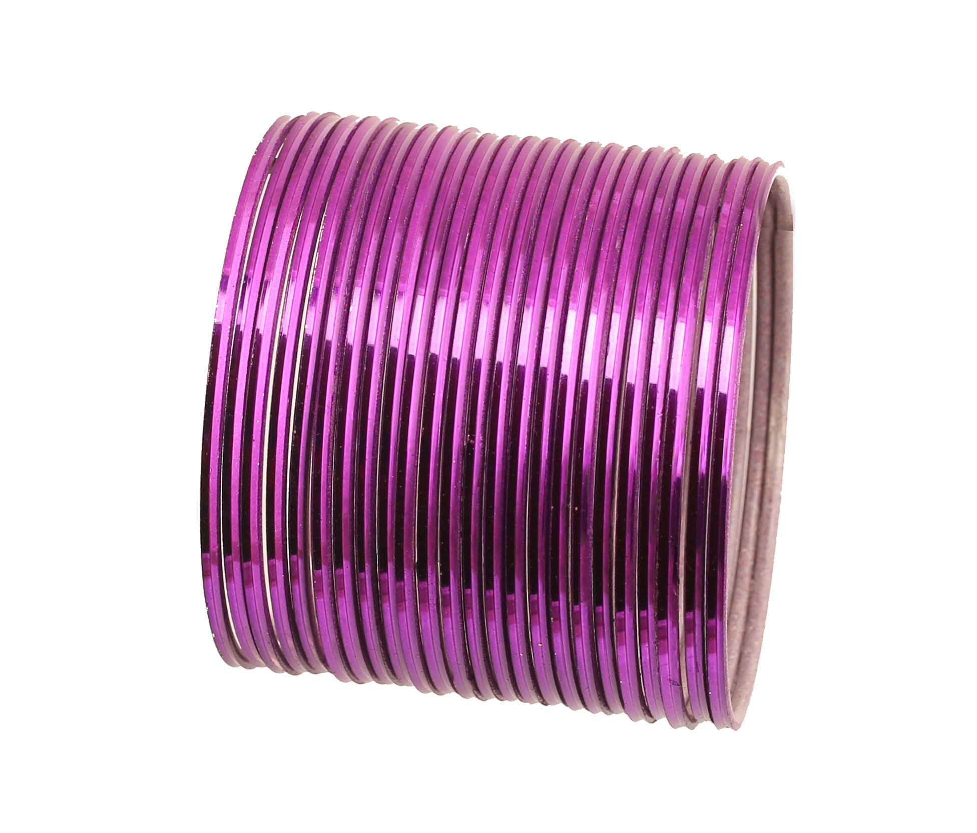 Touchstone "Colorful Bangle Collection Modern Style Pretty Look Passionate Purple Textured Color Wrist Filler Indian Bollywood Thin Designer Jewelry Metal Bangle Bracelets for Women. Set of 24. — image 1