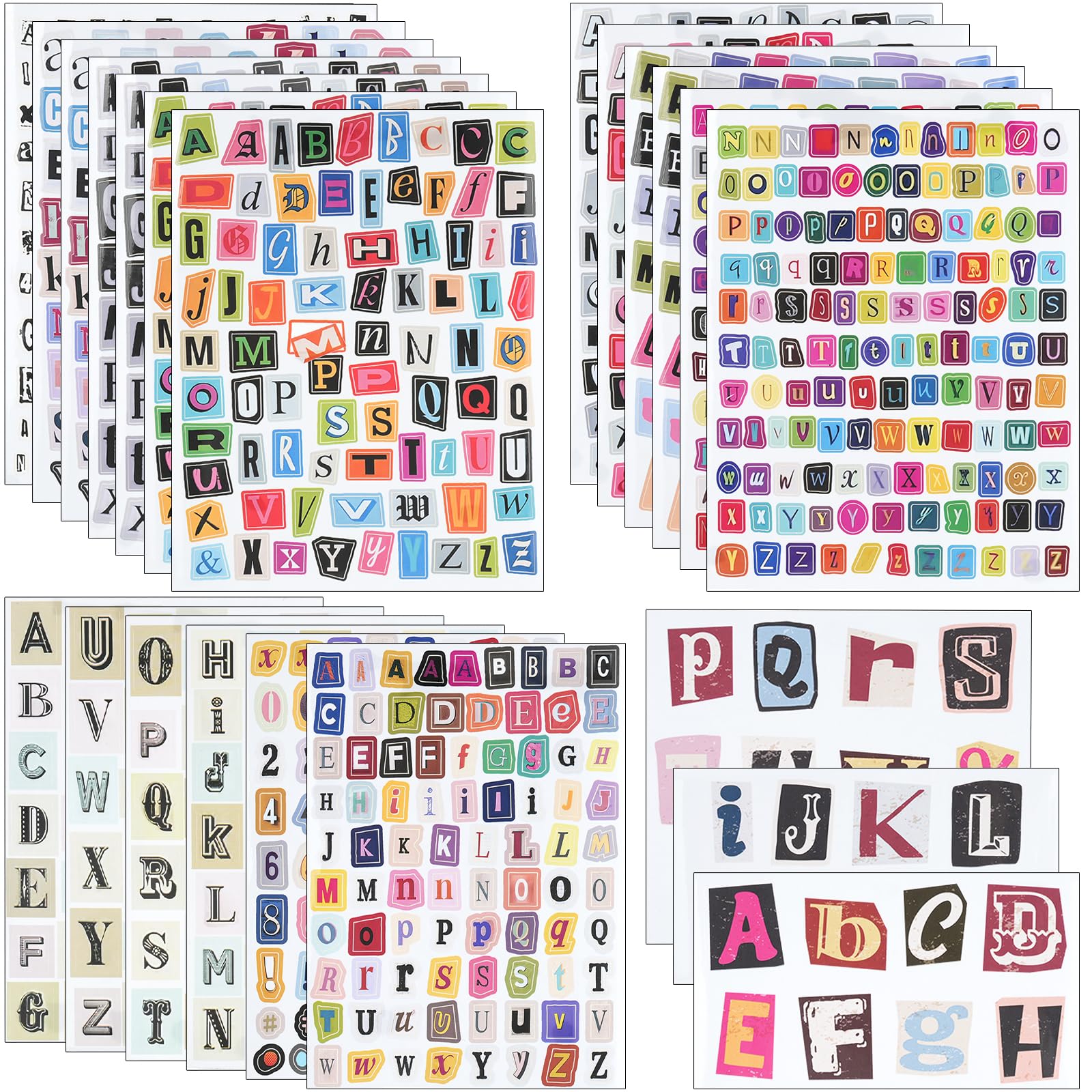 1466Pcs Magazine Letter Stickers Waterproof Alphabet Number Stickers