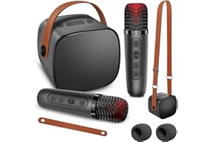 DYTIMEEM Mini Karaoke Machine for Kids Adults, Portable Bluetooth Speaker Set with 2 Microphone with Magic Voice for Home Activity, Bluetooth Speaker Party Gift for Boys Girls Teenager's Birthday