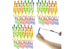Ynybusi 72 Pcs Slingshot Outdoor Toys,Glow in The Dark Party Supplies Toys Rocket with Launcher,Glow Sticks Easter Basket Stuffers Birthday Party Favors for Kids 4-8-12 Bulk Toys