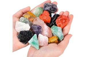 DUQGUHO 1 Lbs Crystals Raw Natural Rough Stones Natural Bulk 1’’ Color Rocks Gemstone for Lapidary Tumbling Cabbing Fountain Rocks Polishing Reiki Energy Balance Home Decoration 8 Pcs