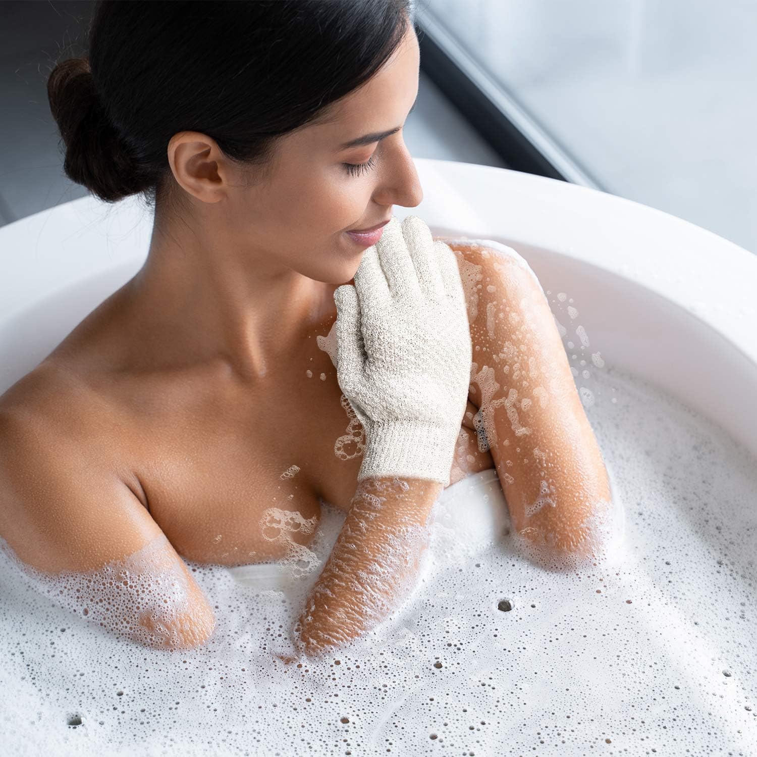 Evridwear Exfoliating Gloves for Bath, Shower Deep Cleaning Acne and Dead Skin Removal, Woman Girl Light Moderate or Heavy Level,3 Pairs Pack (White): Health & Personal Care