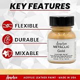 Angelus Leather Paint 1 oz Gold - Flexible, Non-Toxic, Customizable view 2