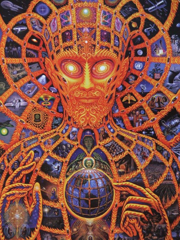 Alex Grey Art Painting The Human Body Fabric Cloth Rolled Wall Poster Print -- Size: (32" x 24" / 17" x 13")