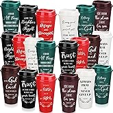 Skylety 60 Pack Christian Gifts for Men Women 16oz Reusable Bible Verse Tumbler Bulk Plastic Coffee Cups with Lids Inspirational Religious Church Gifts for Valentine Easter Birthday (Classic Color)