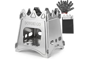 DOYOXIGO Portable Camping Wood Stove, Quick-Starting Stainless Steel Lightweight Backpacking Stove with Carrying Bag for Outdoor Cooking, Hiking, Picnic, Beach, BBQ