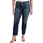 Silver Jeans Co. Women's Plus Size Suki Mid Rise Curvy Fit Straight Leg Jeans, Med Wash CVS376, 12W x 27L