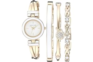 Anne Klein Women's Bangle Watch and Premium Crystal Accented Bracelet Set
