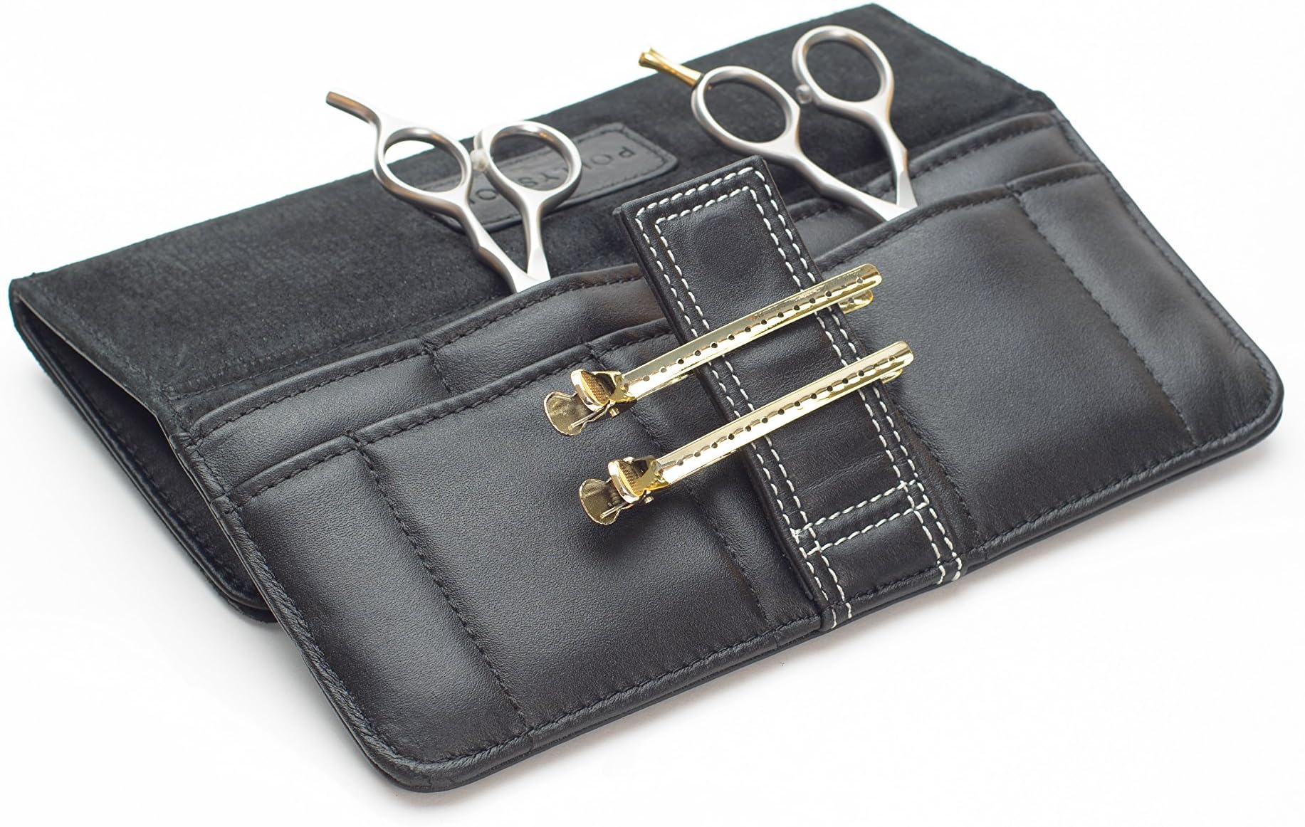 Pollyseon "Tools of the Craft" Hair Stylist, Barber & Make-up Artist Leather Case + Free YS Park Cutting Comb ($18 value)
