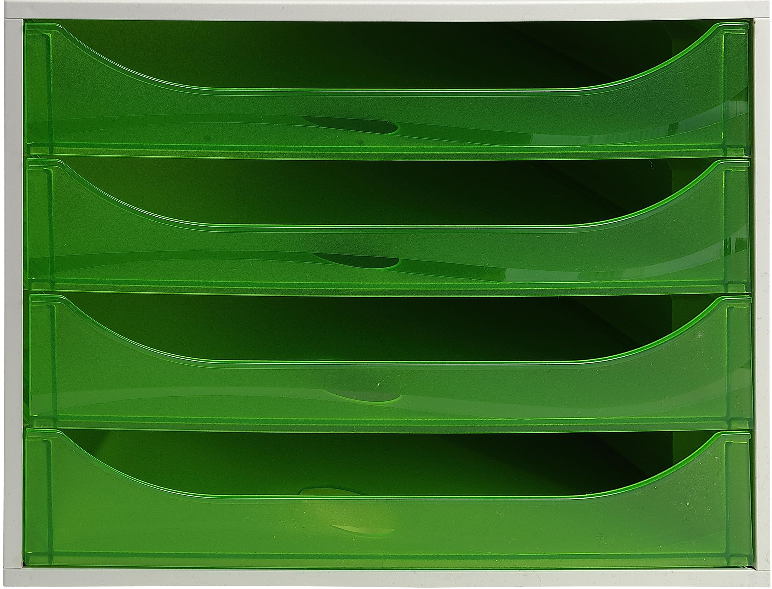 Exacompta - Ref 228697D - EcoBox Drawer Set - 248 x 284 x 234mm in Size, 4 Drawers, Suitable for A4+ Documents, Stackable, Safety Stop Feature - Apple Green — image 1