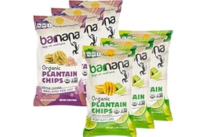 Barnana - Plantain Chips, 2-Flavor Variety Pack, Himalayan Sea Salt + Acapulco Lime, w/ 100% Coconut Oil, Non-GMO, Potato Chip Alternative, Paleo, USDA Organic, Vegan (5oz, 6-Pack)