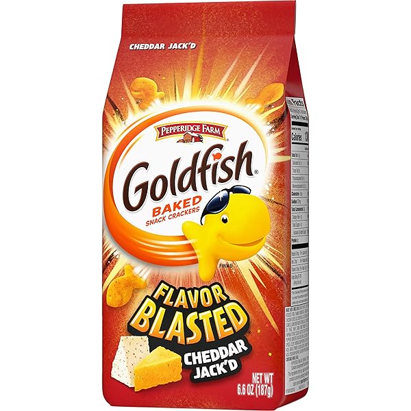 GOLDFISH FLAVOR BLASTED CHEDDAR JACK’D CRACKERS, SNACK CRACKERS, 6.6 OZ BAG