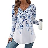 Zeagoo Long Sleeve Tops for Women V Neck Shirt Loose Fall Tunic Tops Dressy Casual Work Blouse 2026