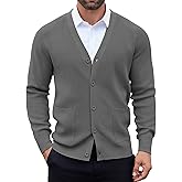 COOFANDY Men's Cardigan Sweaters with Button Lightweight Casual V Neck Long Sleeve Pockets Knitted Sweater