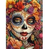 DIY Sugar Skull Women Diamond Painting 12x16 Inch, Full Round Drill Kits Mosaic Art for Adults Relax & Home Wall Decor Festival Gift 686
