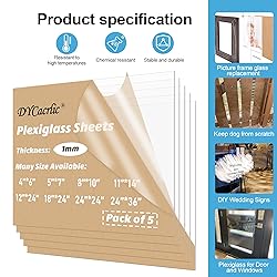 DYCacrlic 5-Pack 12x24 Plexiglass Sheets,PET Sheet