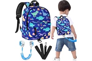 Accmor Toddler Backpack Leash, Cute Dinosaur Kids Backpack with Anti Lost Wrist Link, Mini Child Backpack Leash Walking Harness for Outdoor Travel, Adorable Backpack Tether for Baby Boys 1-3