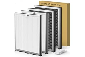 4 Packs APH4000 Replacement Filter Compatible with KNKA APH4000 Air Purifier, 2-in-1 H13 True HEPA and Activated Carbon Filte