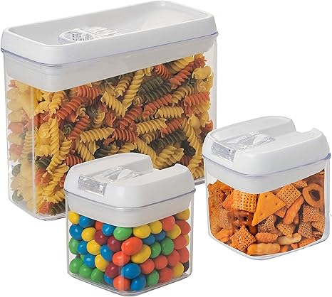 3 Pc Set Clear Food Containers W Airtight Lids Canisters For