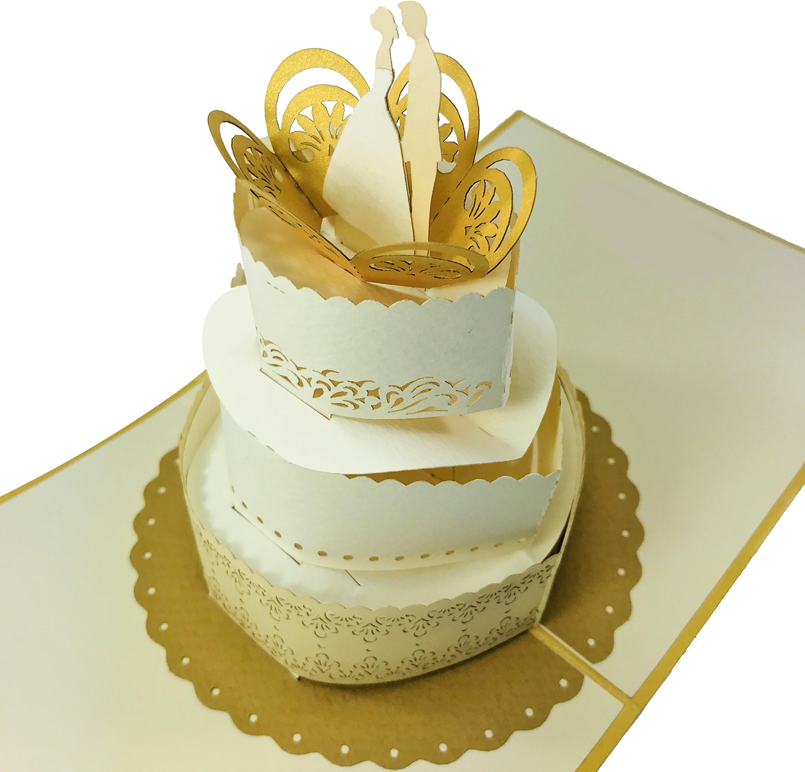Wedding Cake - WOW 3D Pop Up Greeting Card for All Occasions - Love, Anniversary, Wedding, Valentine, Birthday, Loved Ones, Congratulation