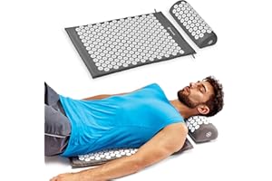 Gaiam Acupressure Mat and Pillow Set, Acupuncture Style Massage Mat & Pillow, Relief for Sciatic Nerve, Muscle Tension, Fibromyalgia, Neck, Shoulder & Back Pain, Migraine & Headaches and Insomnia Grey