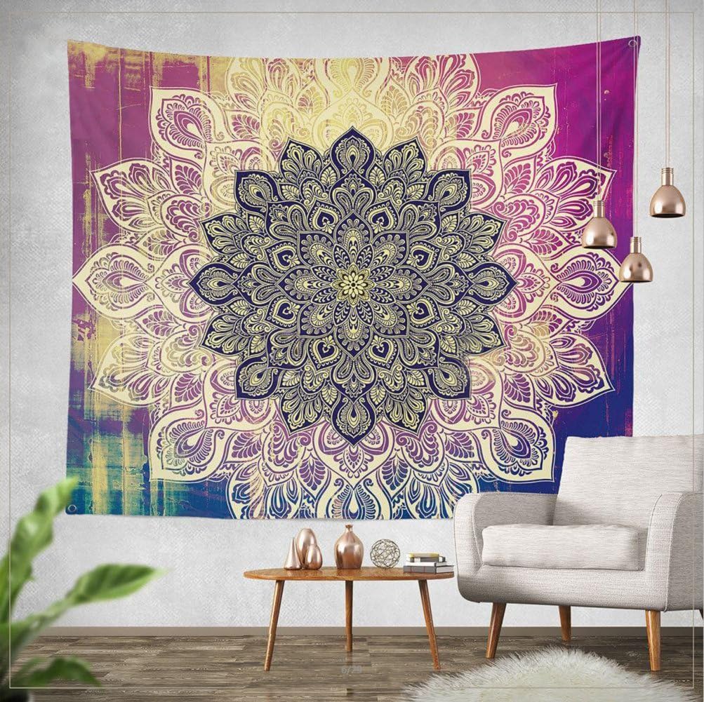 Jiamingyang Indian Mandala Flower Printed Tapestry Wall Hanging Tapestries Boho Bedspread Beach Towel (Small/59" X 51", Pattern 01)