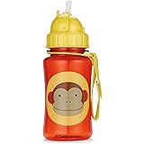 Skip Hop Toddler Sippy Cup with Straw, Zoo Steel Straw Bottle, Monkey