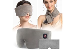 Heated Eye Mask Cordless, 2500mAh Warm Eye Compress for Dry Eyes with Washable Cover, 3 Heat Levels, 20 Minutes Auto-off, Gif