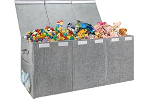 Maxuni Extra Large Toy Storage Organizer with Lid, Large Toy Box Collapsible Toy Chest Storage Box Design - Toys Bin with Dividers for Kids, Nursery, Bedroom, Playroom-39.37"x13.78"x15.75''