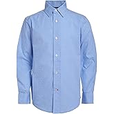 Tommy Hilfiger Boys Long Sleeve Dress Shirt, Collared Button-Down with Cuff Sleeves, Gingham